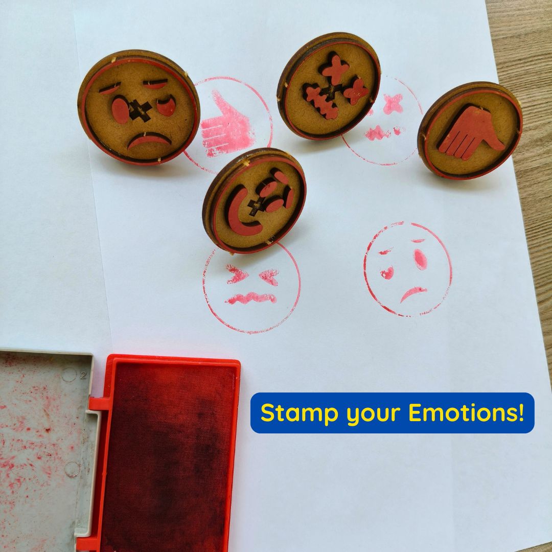 Cute emoji stamps featuring happy, angry and thumbs-up expressions.