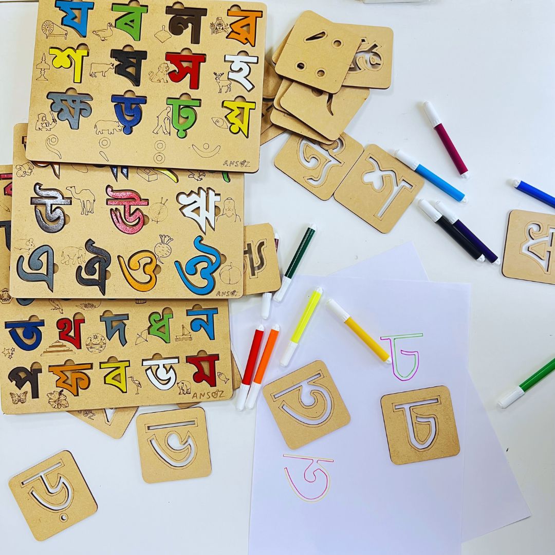 stencil alphabet letters abd wooden board