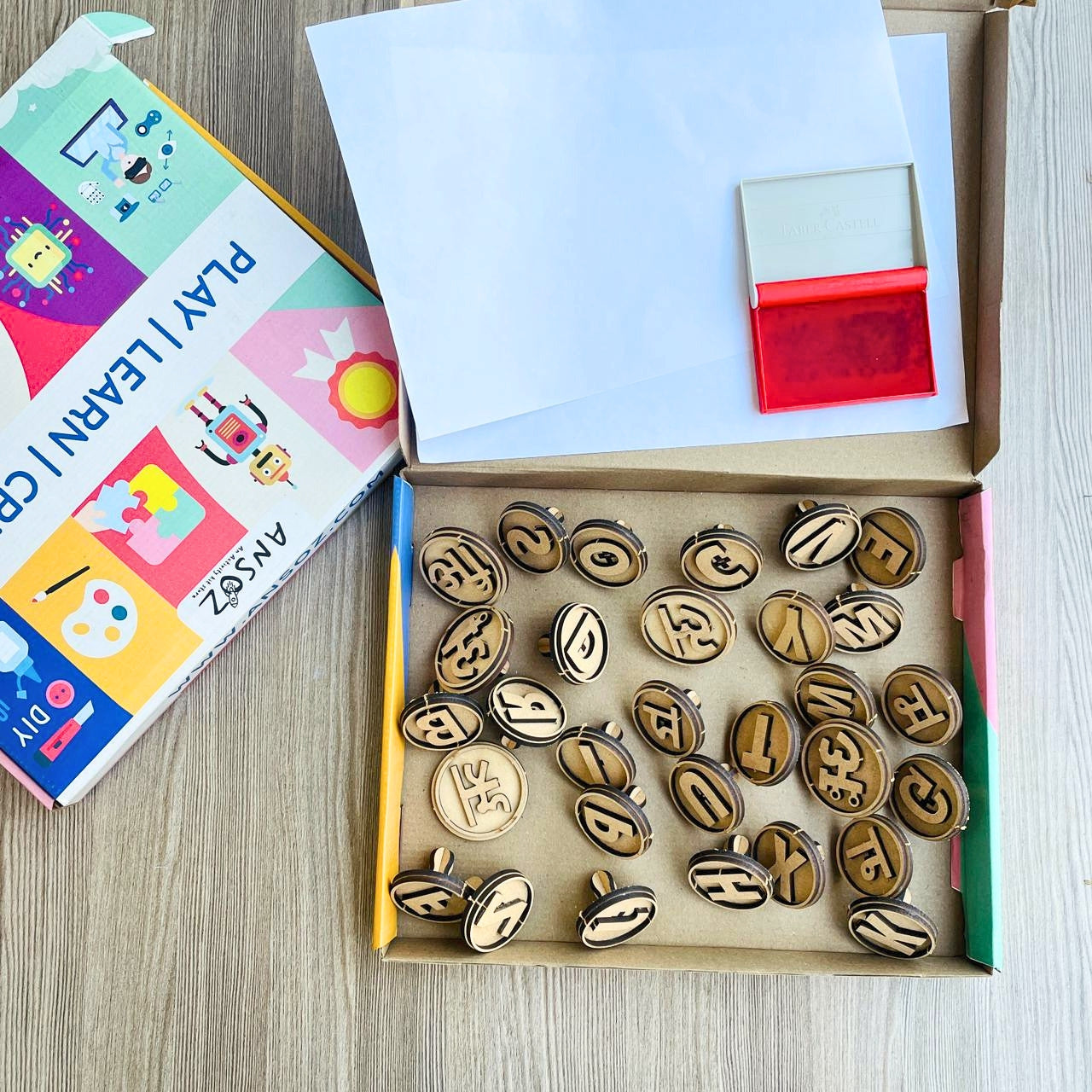All-in-One Educational Stamp | English, Hindi Swar, Vyanjan & 0-9 Number Stamp Kit for Kids