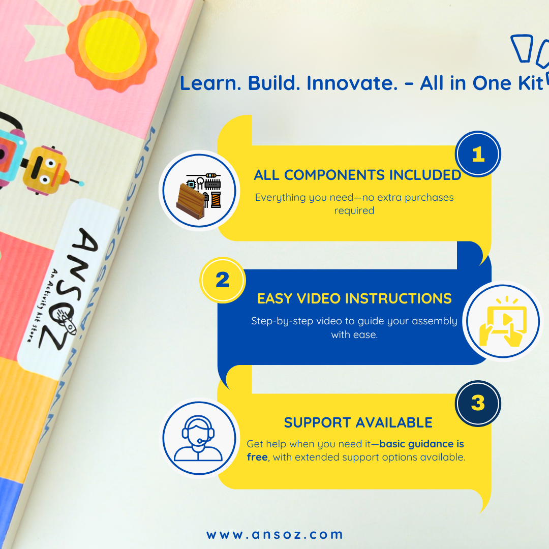 Laser gun STEM kit lying flat showing smooth wooden finish and precision laser cutting