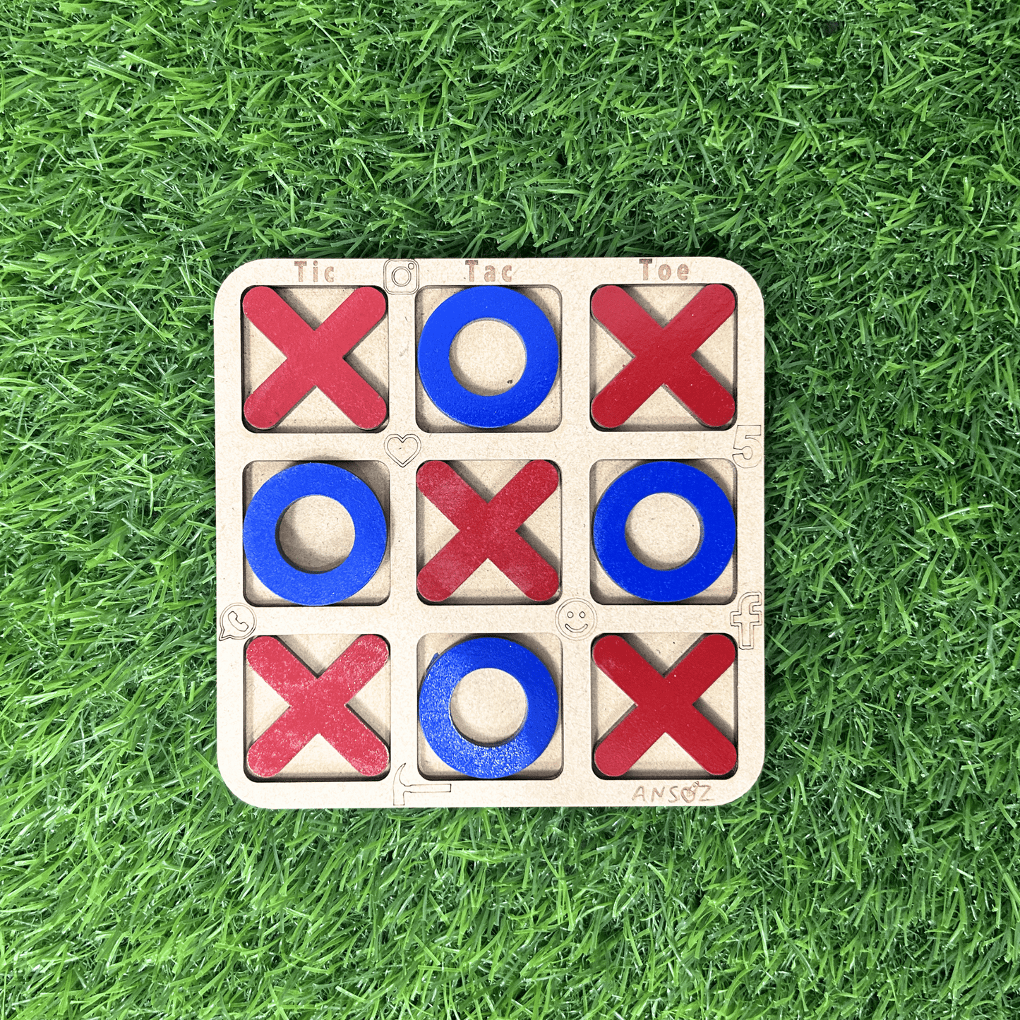 wooden tic tac toe board game