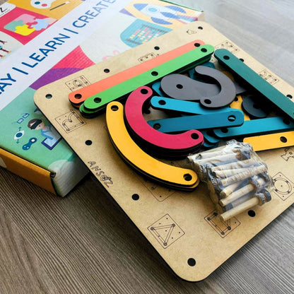 Alphanumeric, Hindi & Shape Construction Puzzle Activity Kit for Kids 3+