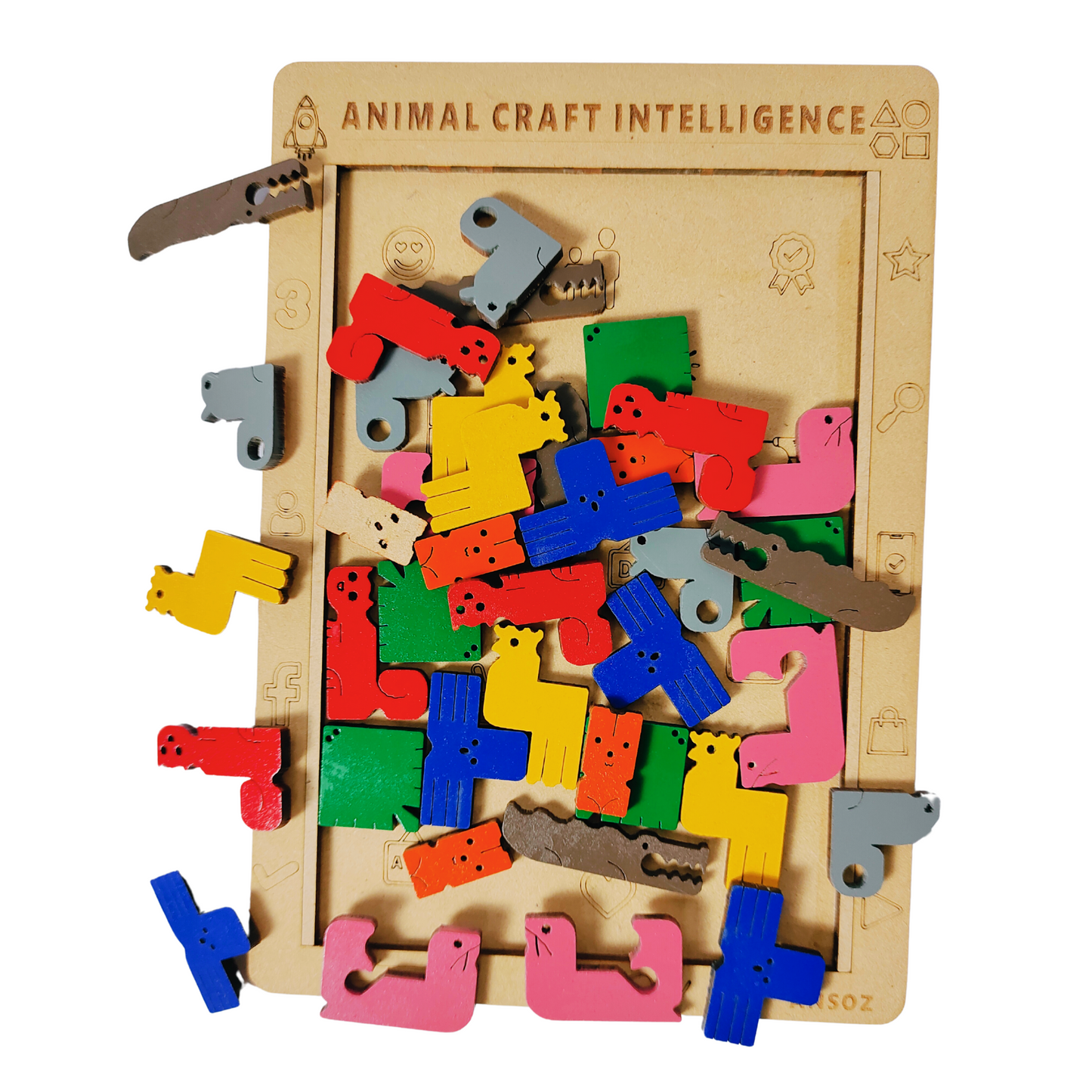 Animal Tetris Wooden Puzzle board
