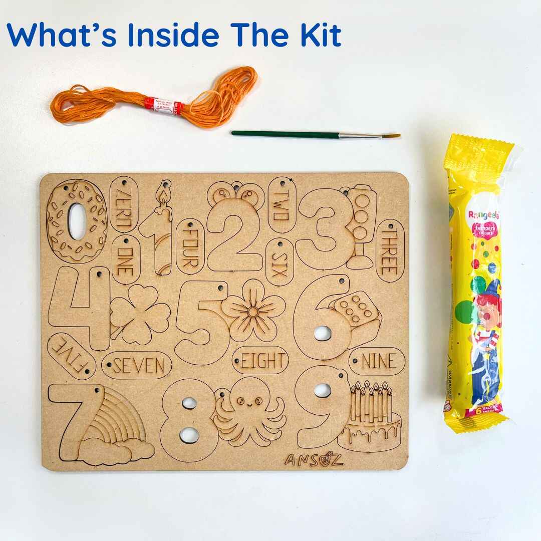 Wooden Number Art String Kit | Ansoz