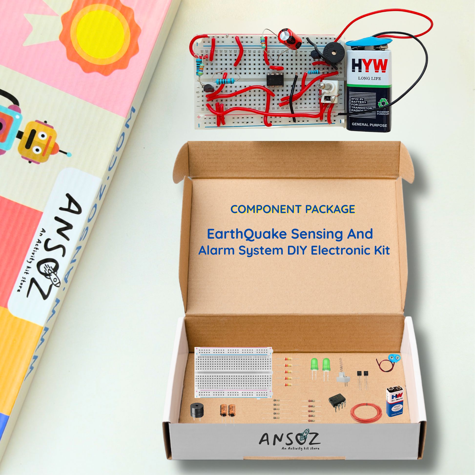 Electronics Components included in DIY earthquake alarm system kit