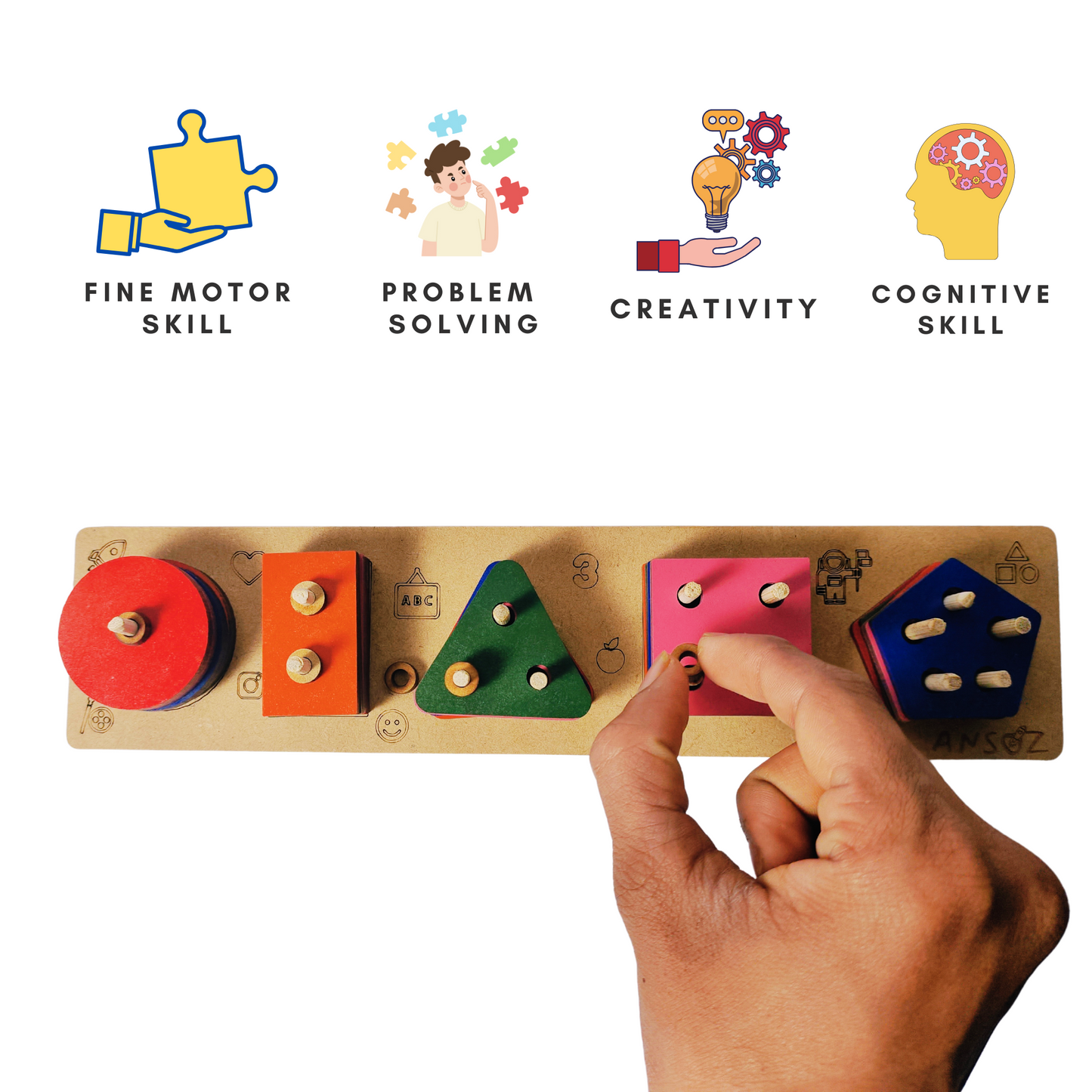 Geometric Blocks Wooden Puzzle Board