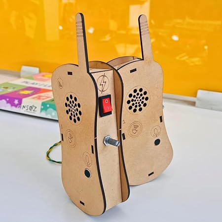 DIY kit wooden walkie talkie for wired communication science working model and STEM projects for kids