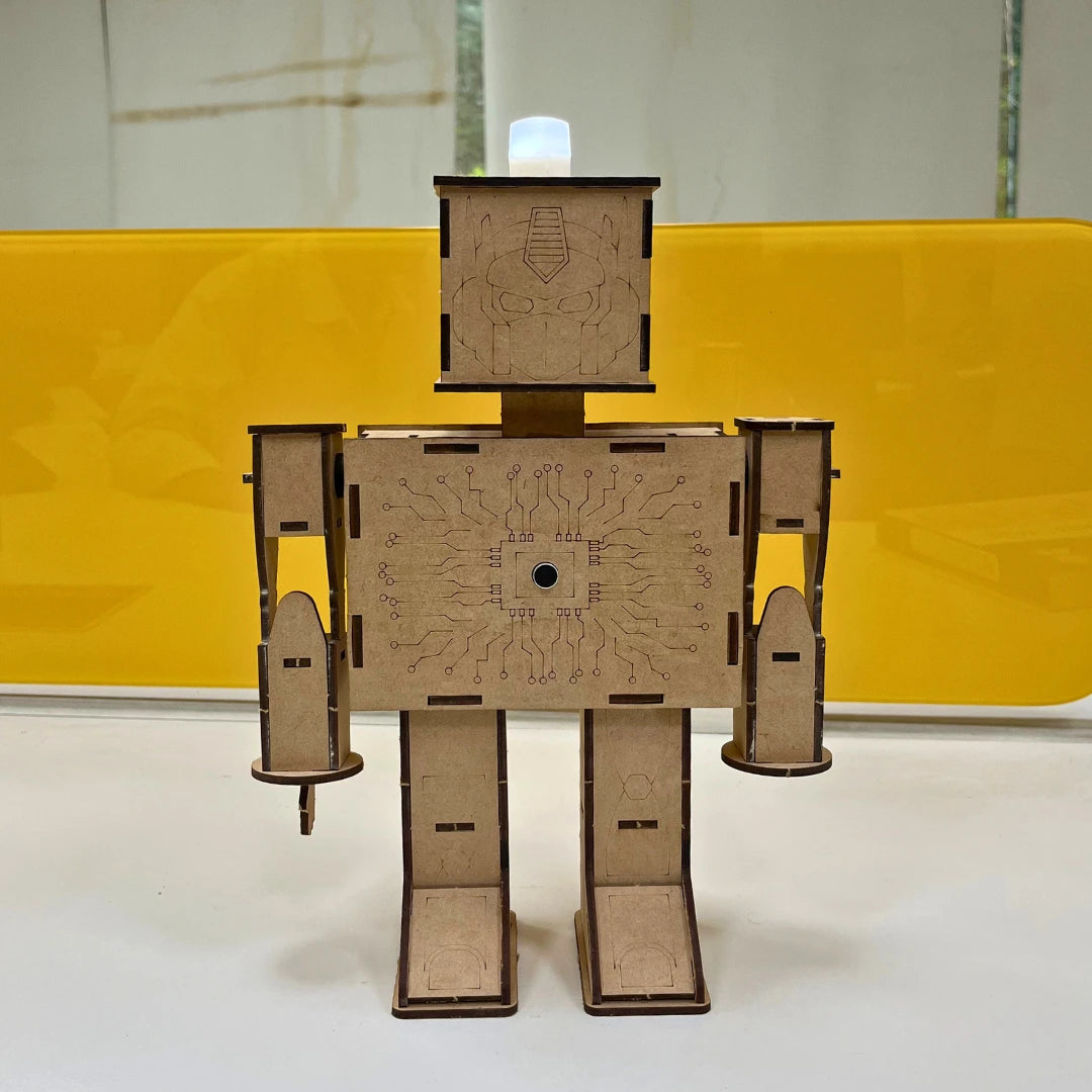 DIY robot toy kit - wooden mini robot for school science project