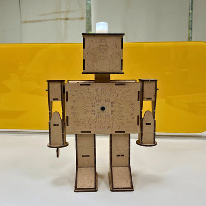 DIY robot toy kit - wooden mini robot for school science project