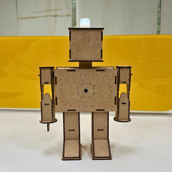 DIY robot toy kit - wooden mini robot for school science project