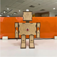 Robot model for school project, wooden electronics toy
