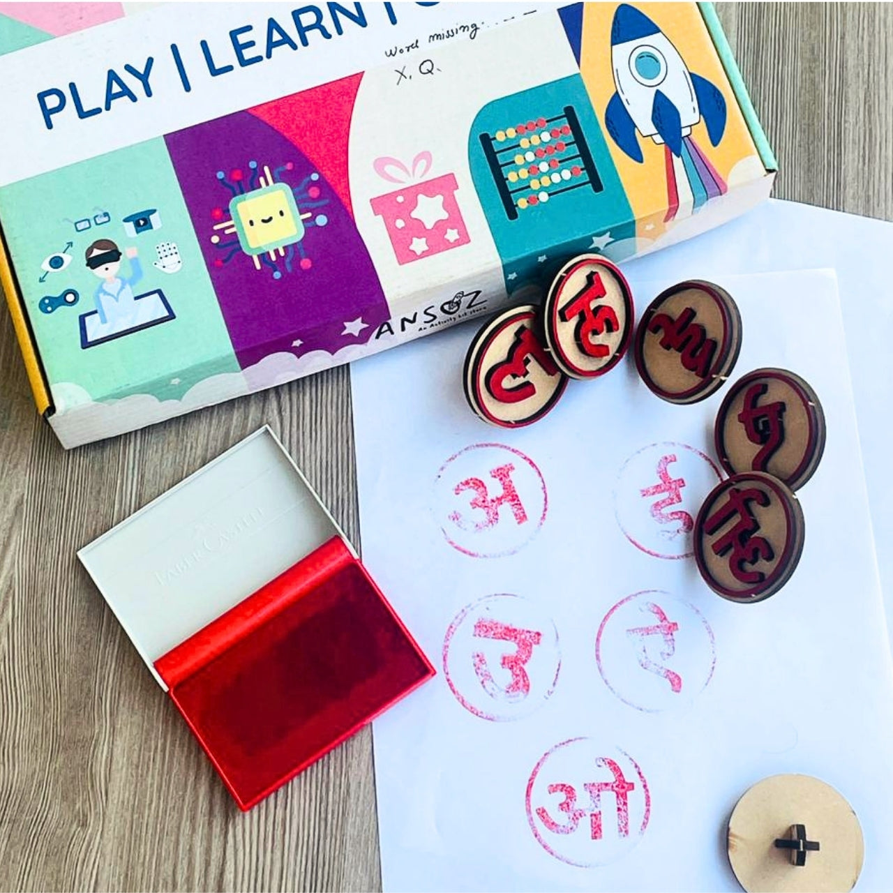 hindi vowel stamp kit hindi swar learning toy interactive learning kit for kids 