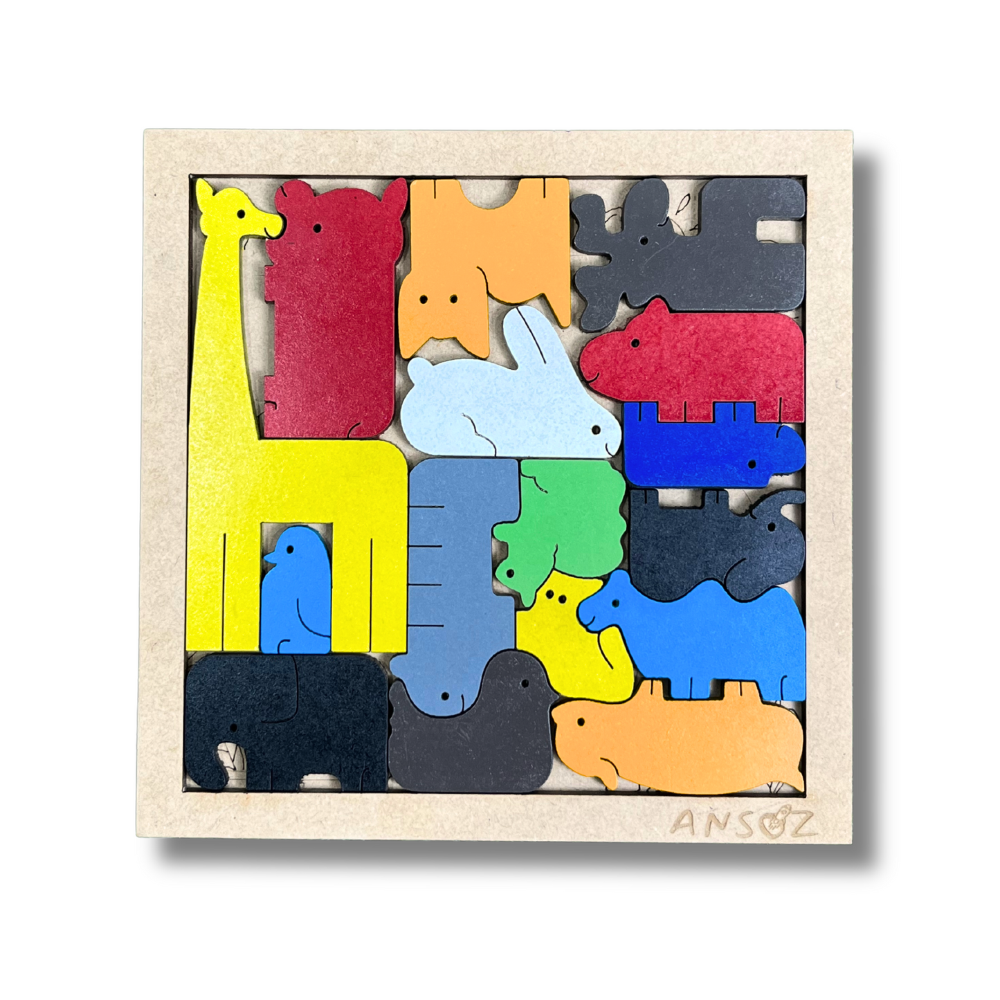 Jungle Animals Tetris Wooden Puzzle Board: