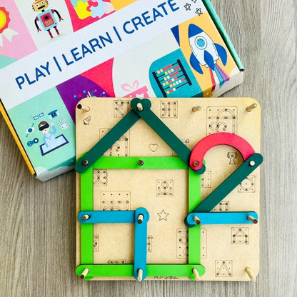 Alphanumeric, Hindi & Shape Construction Puzzle Activity Kit for Kids 3+