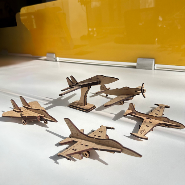 Wooden Fighter Plane Model Kit DIY aircraft building toy for kids