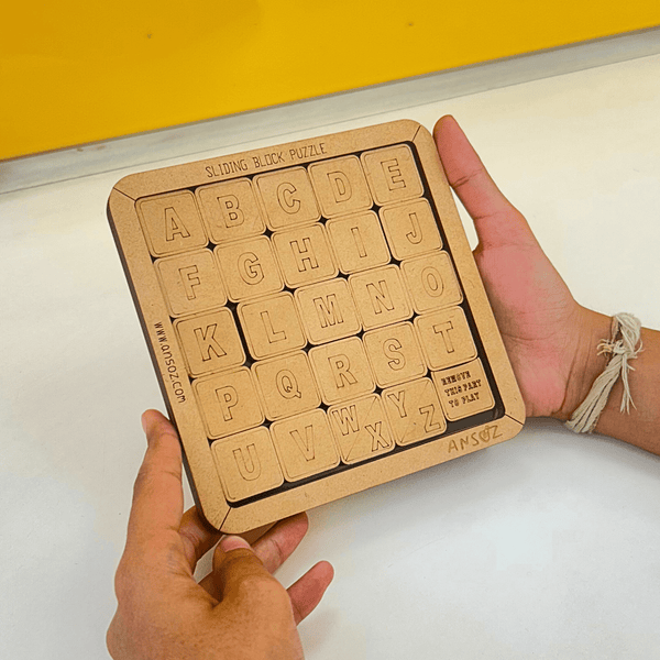 wooden alphabet puzzle board abc sliding block puzzle game for kids