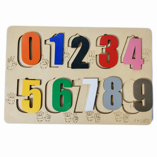 Wooden 0-9 Number Puzzle Board