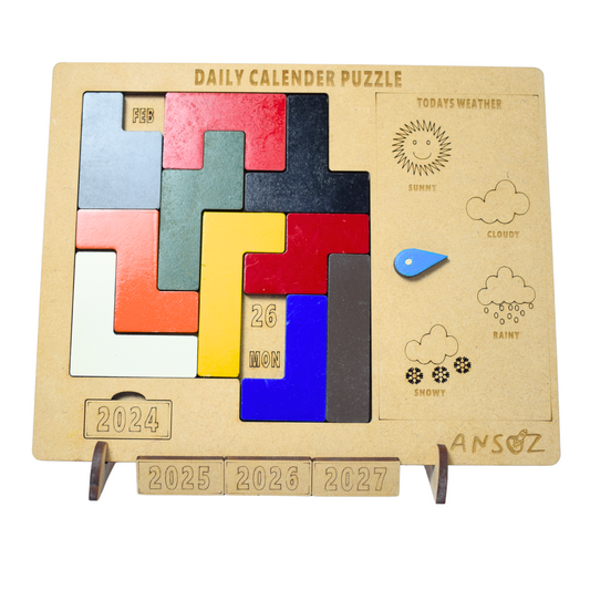 Daily Calendar Wooden Puzzle Board
