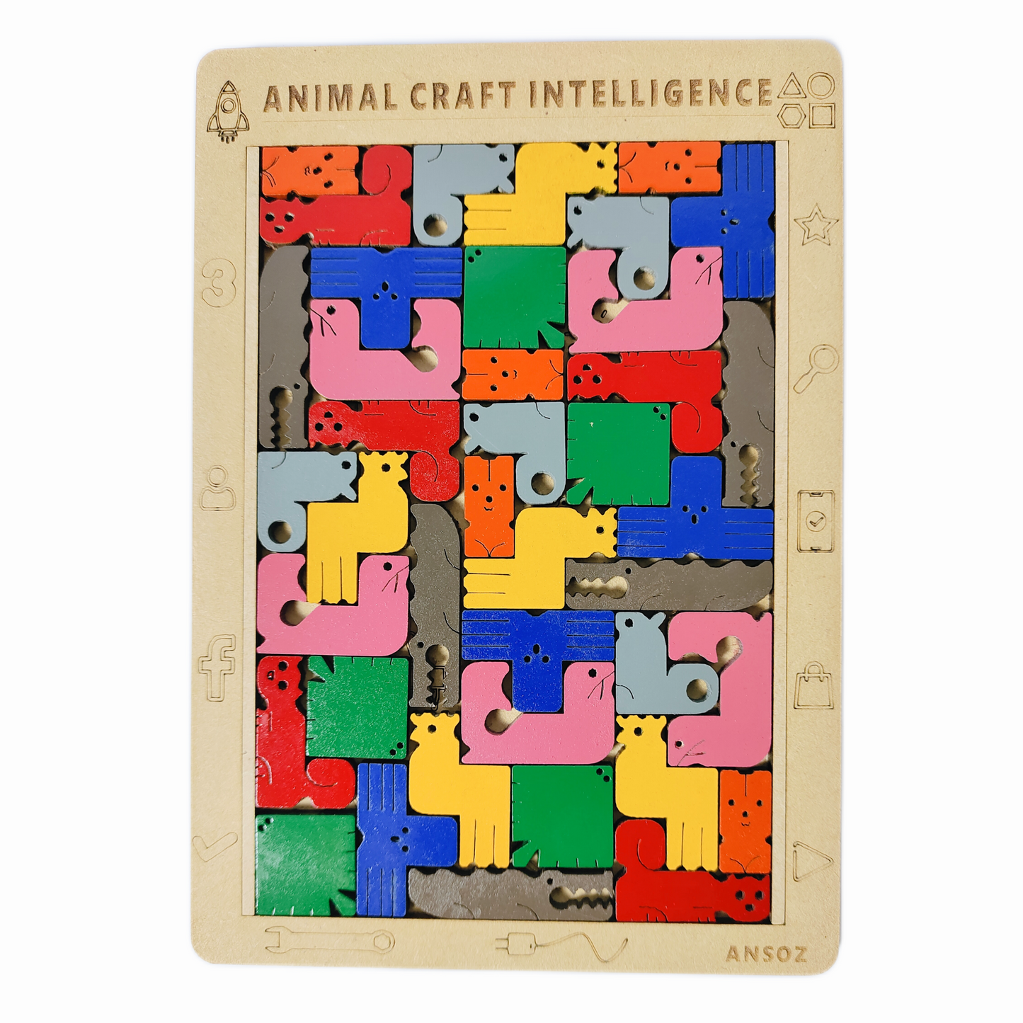 Animal Tetris Wooden Puzzle board