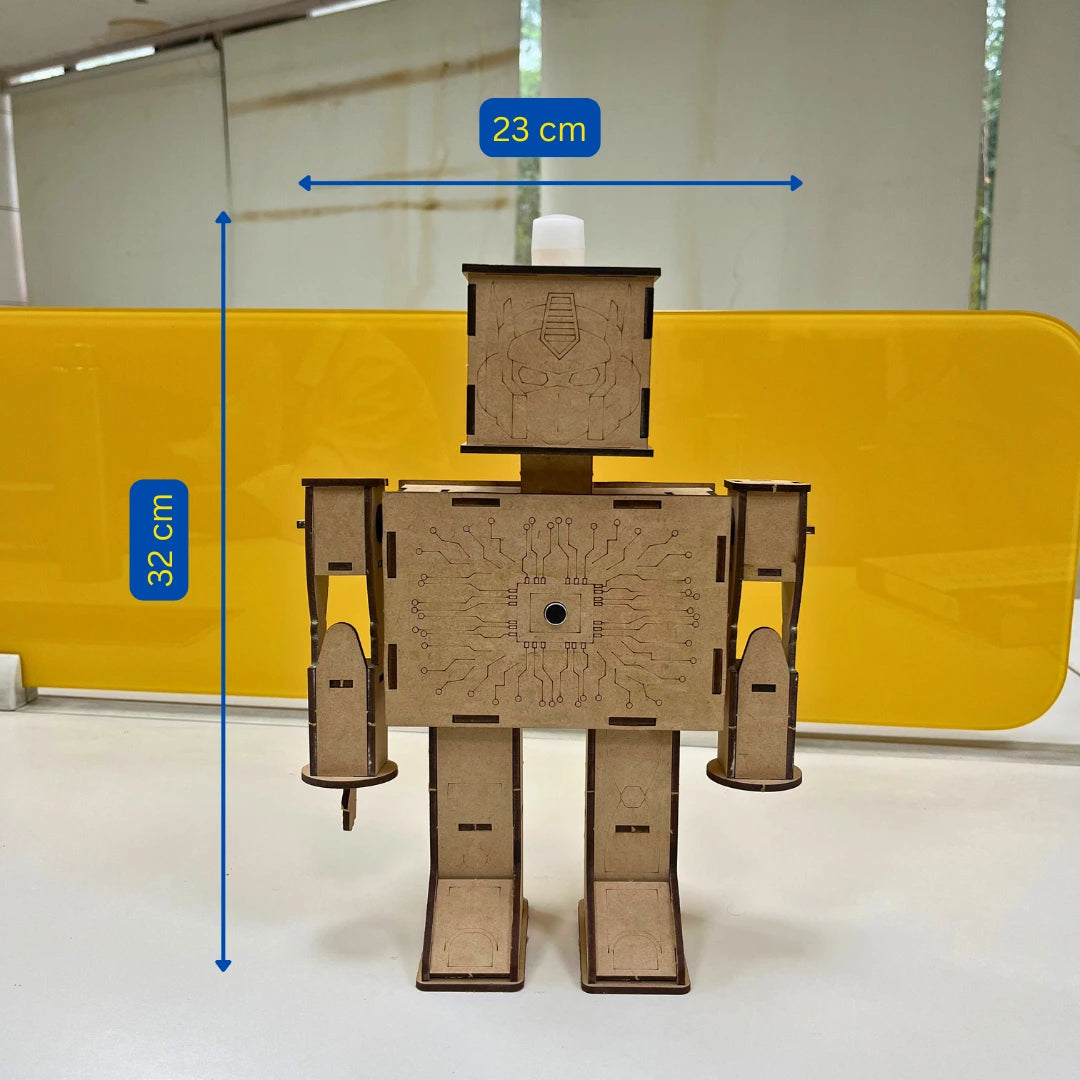 Robot model for school project, 32x23 cm wooden DIY kit