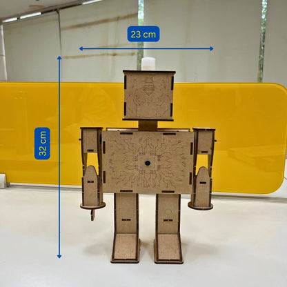 Robot model for school project, 32x23 cm wooden DIY kit