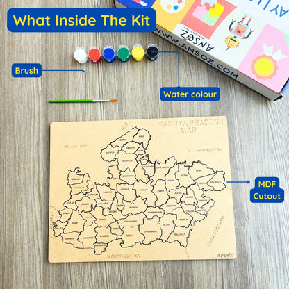 Wooden Madhya Pradesh Map Puzzle – Educational Tool for Kids & Students
