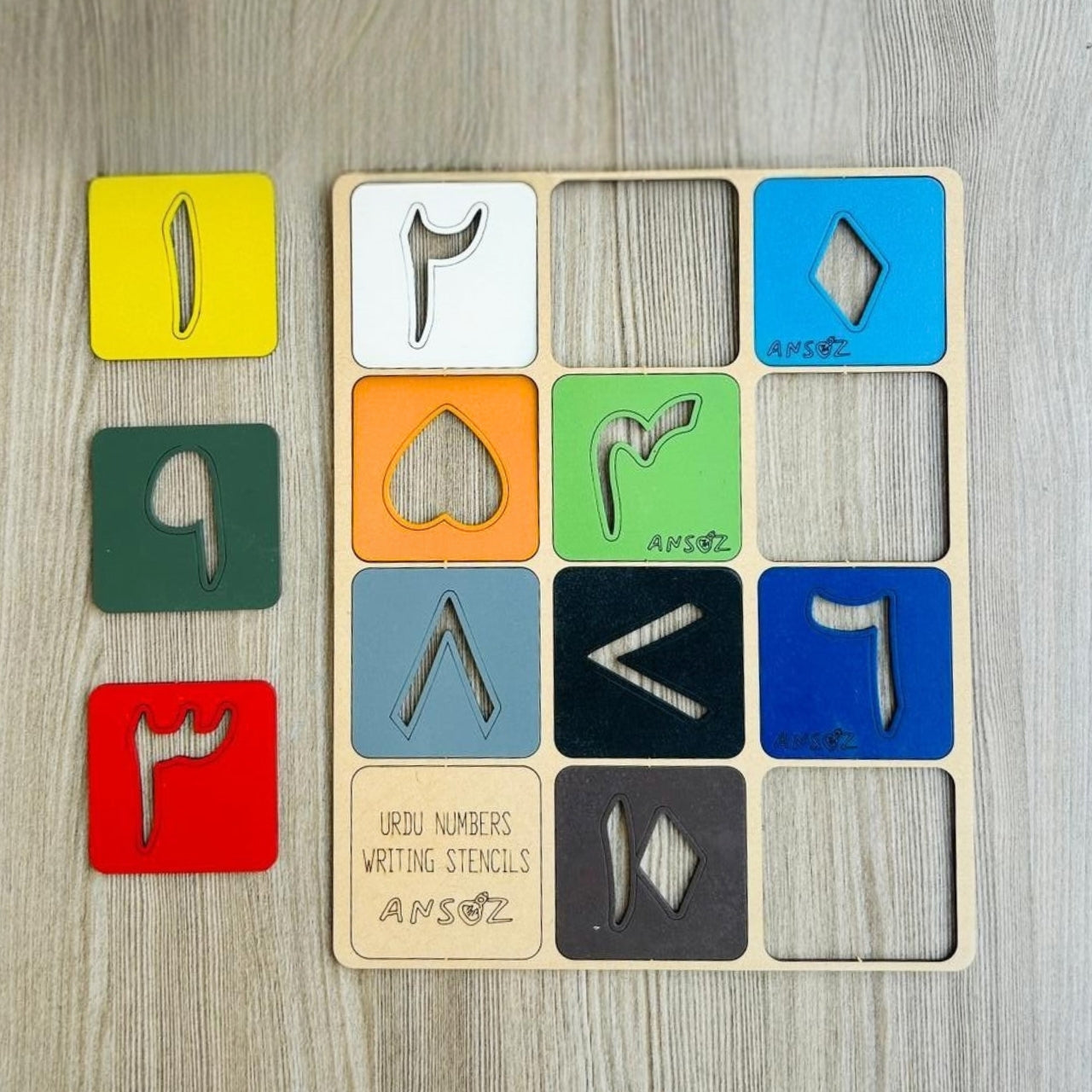 Reusable number stencils wooden learning board toy for preschool education