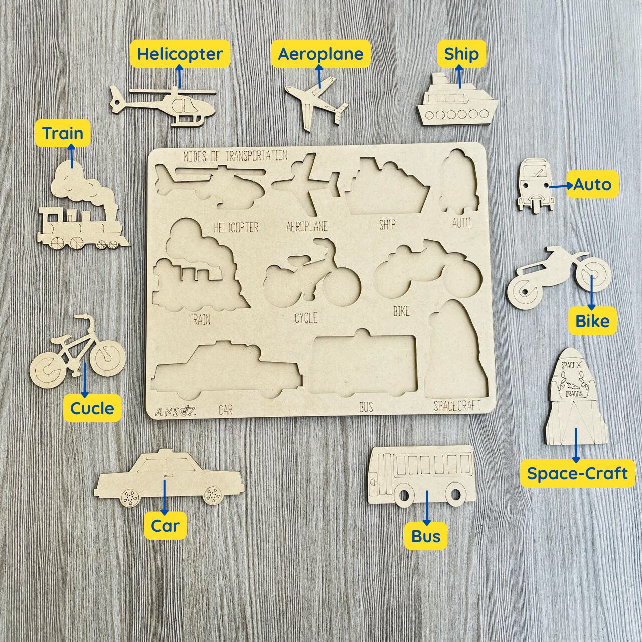 Modes of transport puzzle toy
