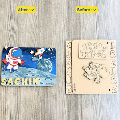 DIY name plate before after