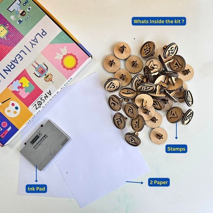 Assamese Alphabet Wooden Stamp Set for Kids