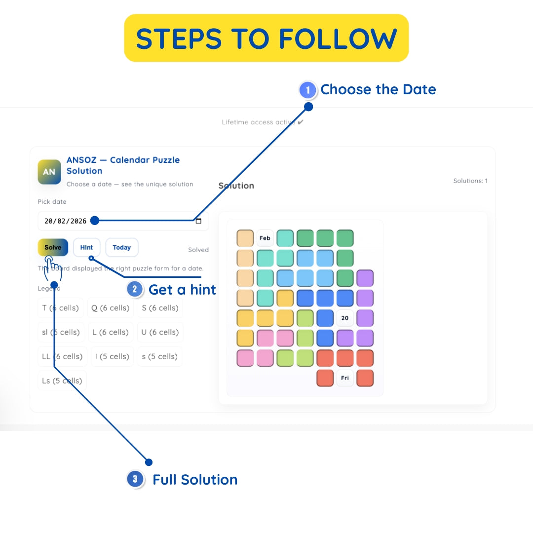 Calendar Puzzle Solution — Lifetime Access