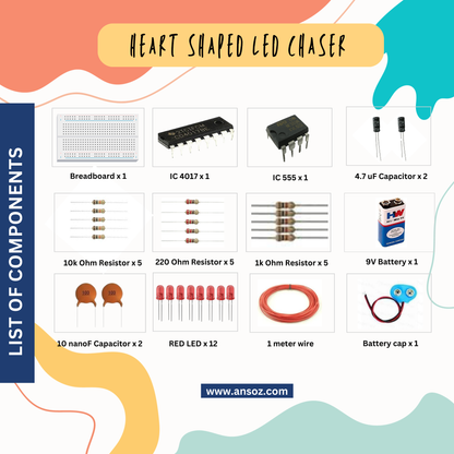 Heart Shaped LED Chaser DIY Electronic Kit – Illuminate Your Creativity!