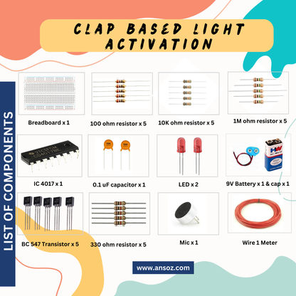 Clap Based Light Activation DIY Electronic Kit.