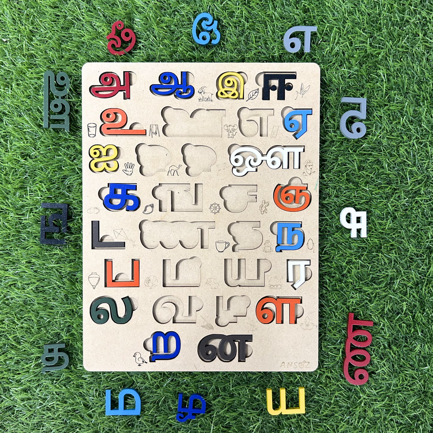 Tamil Alphabet Puzzle Board for Toddlers