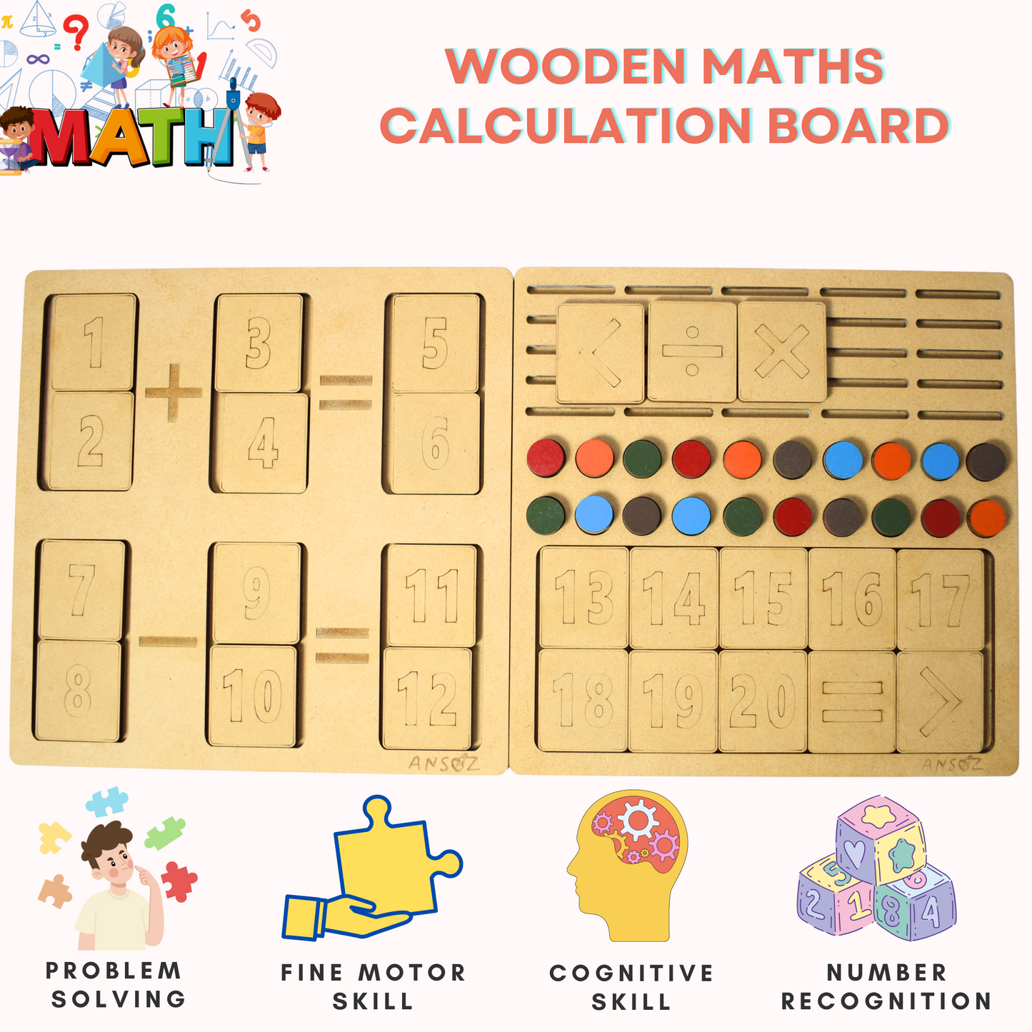 Maths Calculation Wooden Board