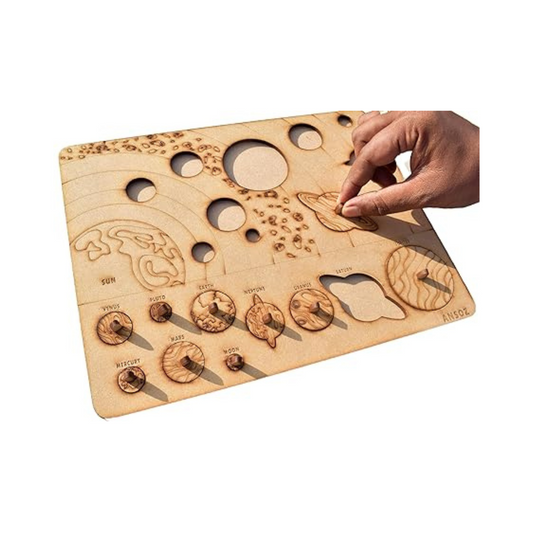 Interactive Wooden Solar System Puzzle Board