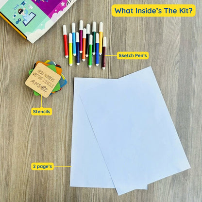 Urdu number writing practice kit with sketch pens and sheets