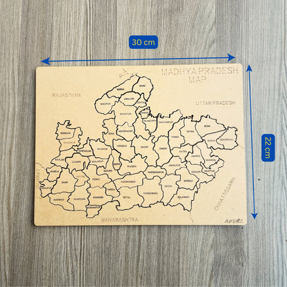 Wooden Madhya Pradesh Map Puzzle – Educational Tool for Kids & Students