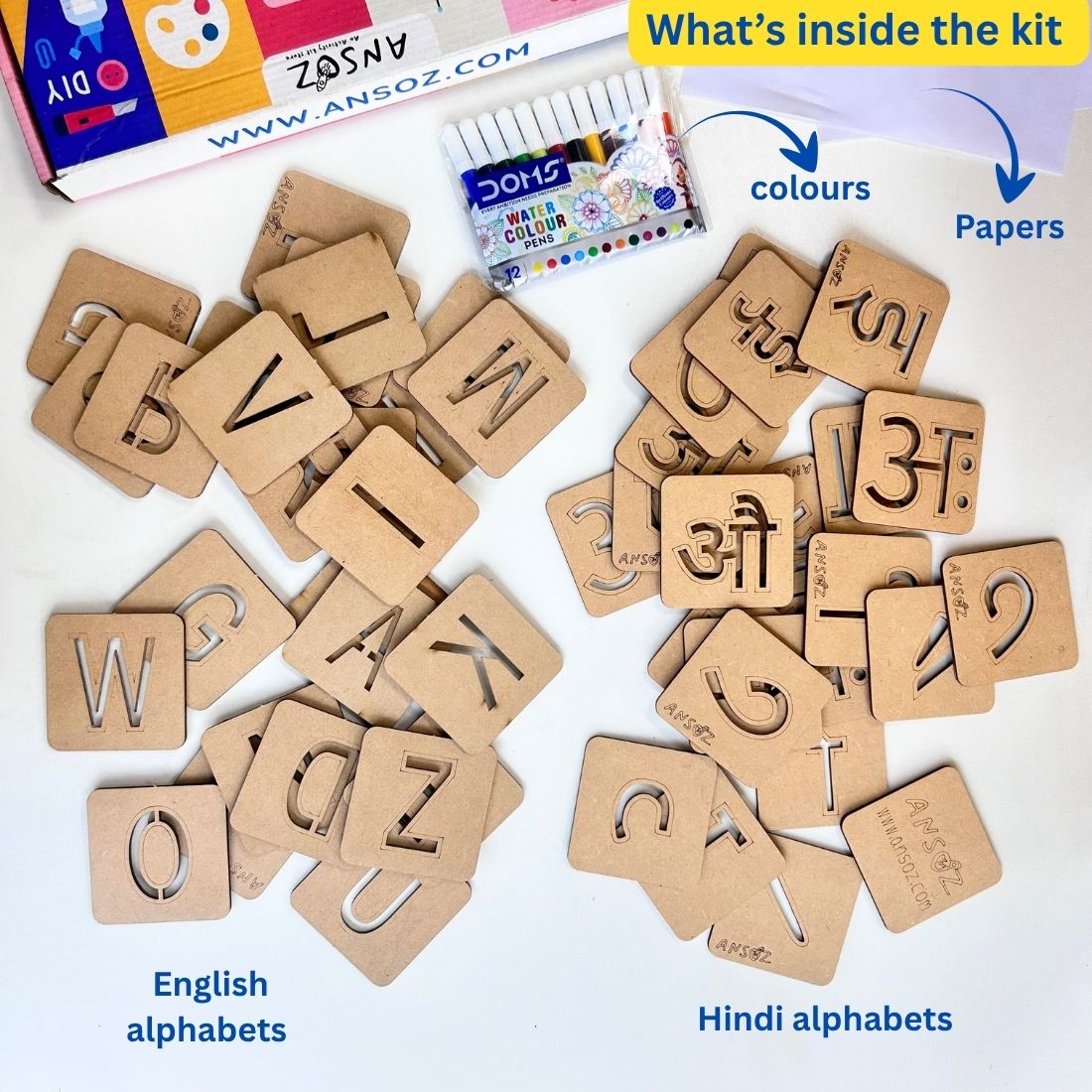 English & Hindi Vowel Stencil Fun – Trace, Learn & Create | Ansoz