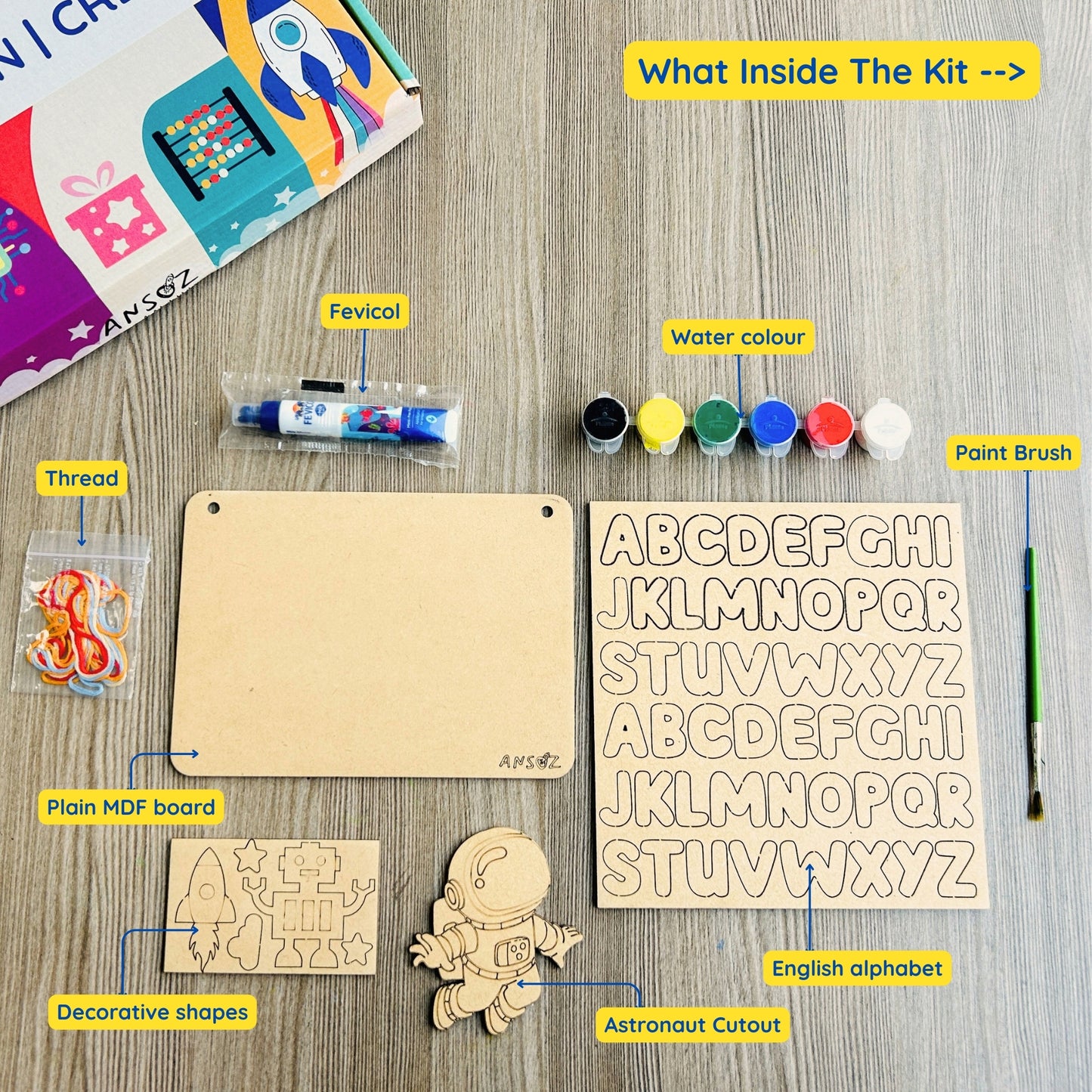 DIY name plate kit contents