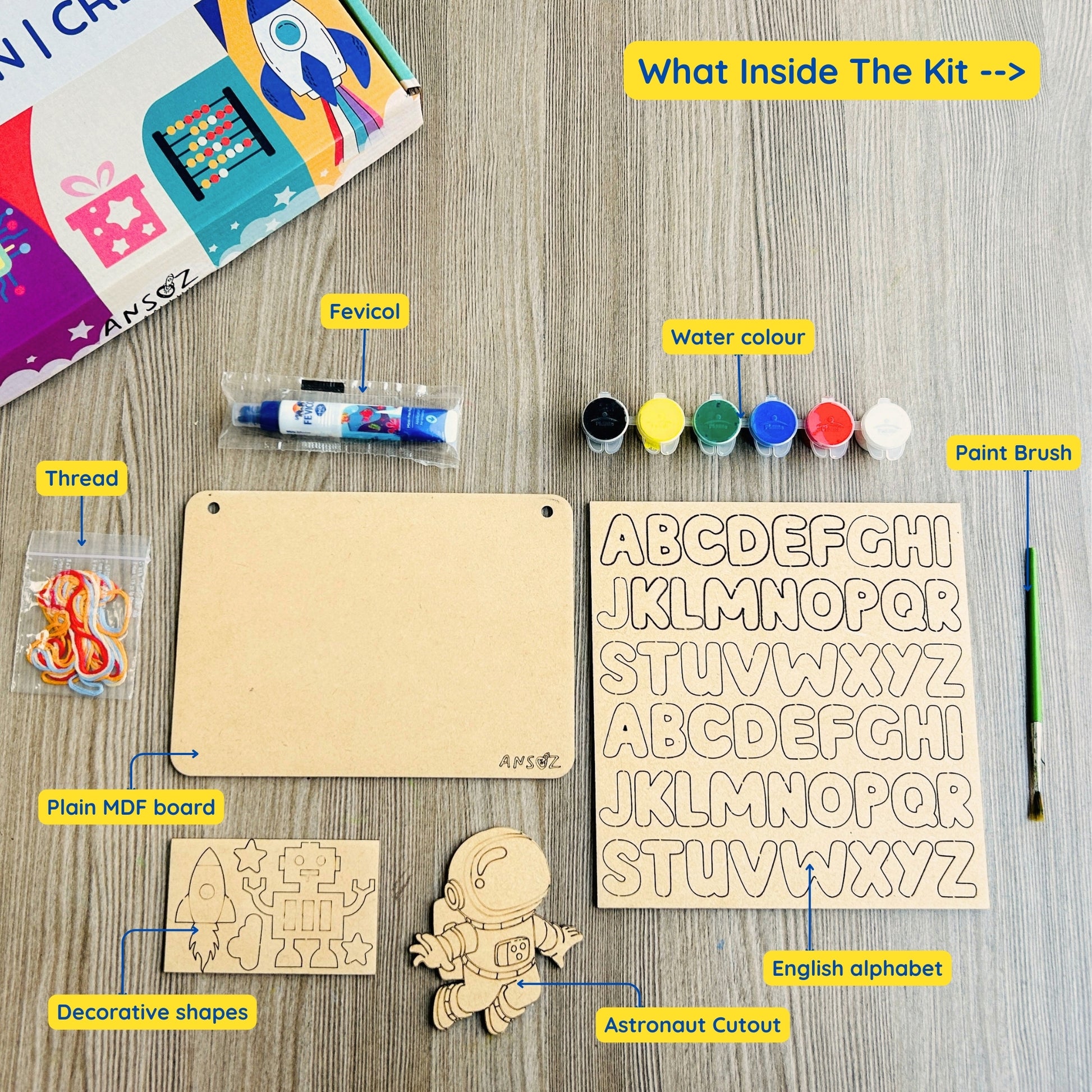DIY name plate kit contents