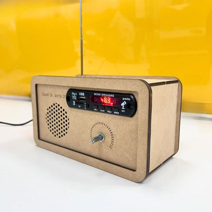 DIY Wooden FM Radio Kit with Bluetooth, Built-in Speaker, LED Display| Perfect for Science Project