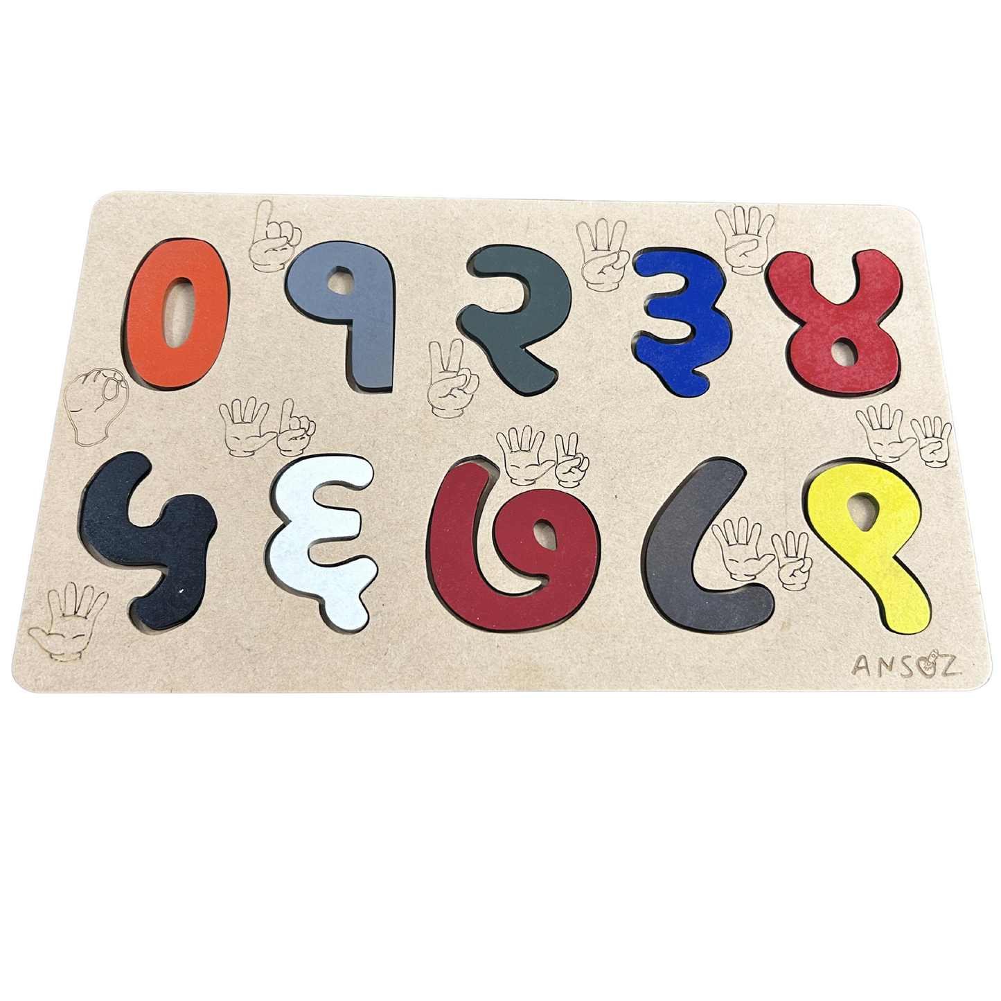 0-9 Hindi Number Wooden Puzzle Board