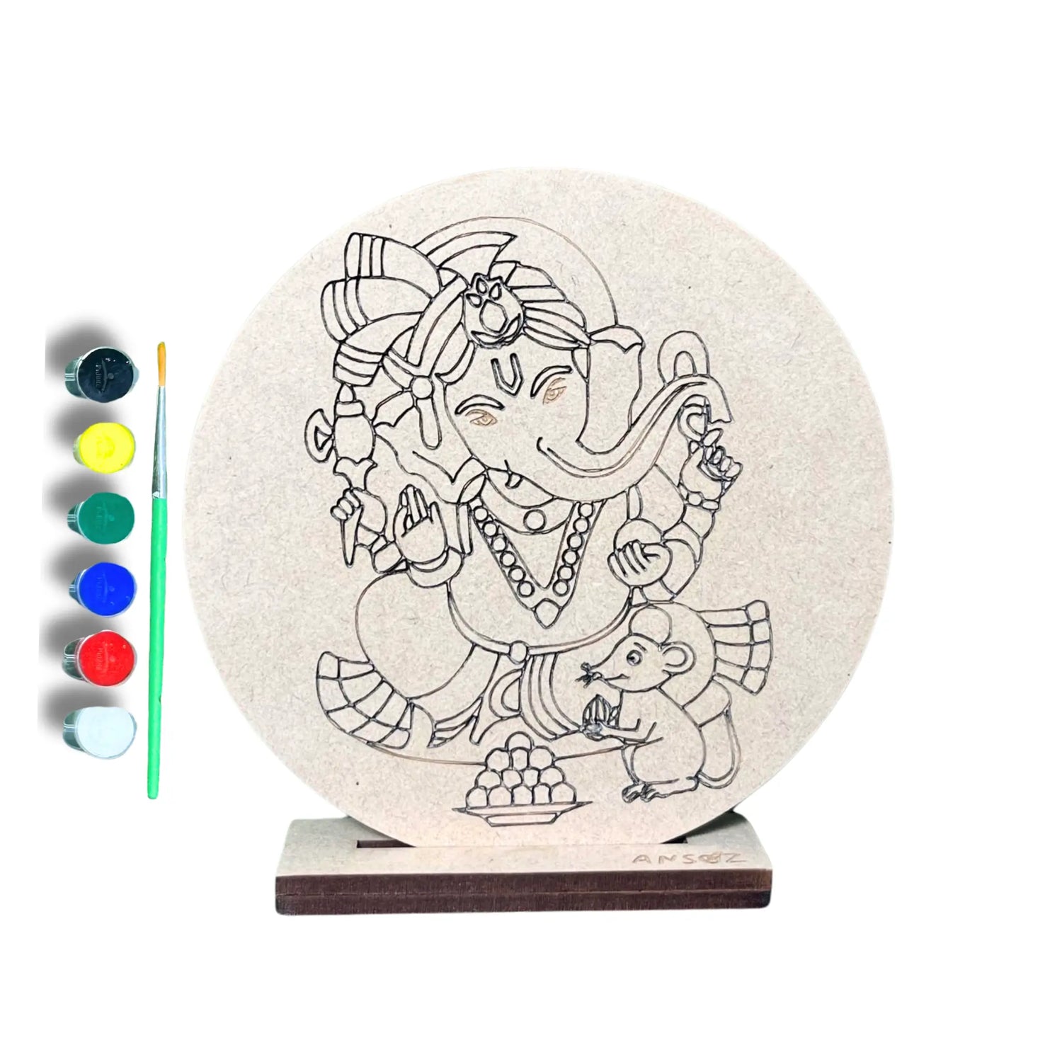 Shree Ganesha Art Craft Kit - Creative Canvas and Paints - Ansoz