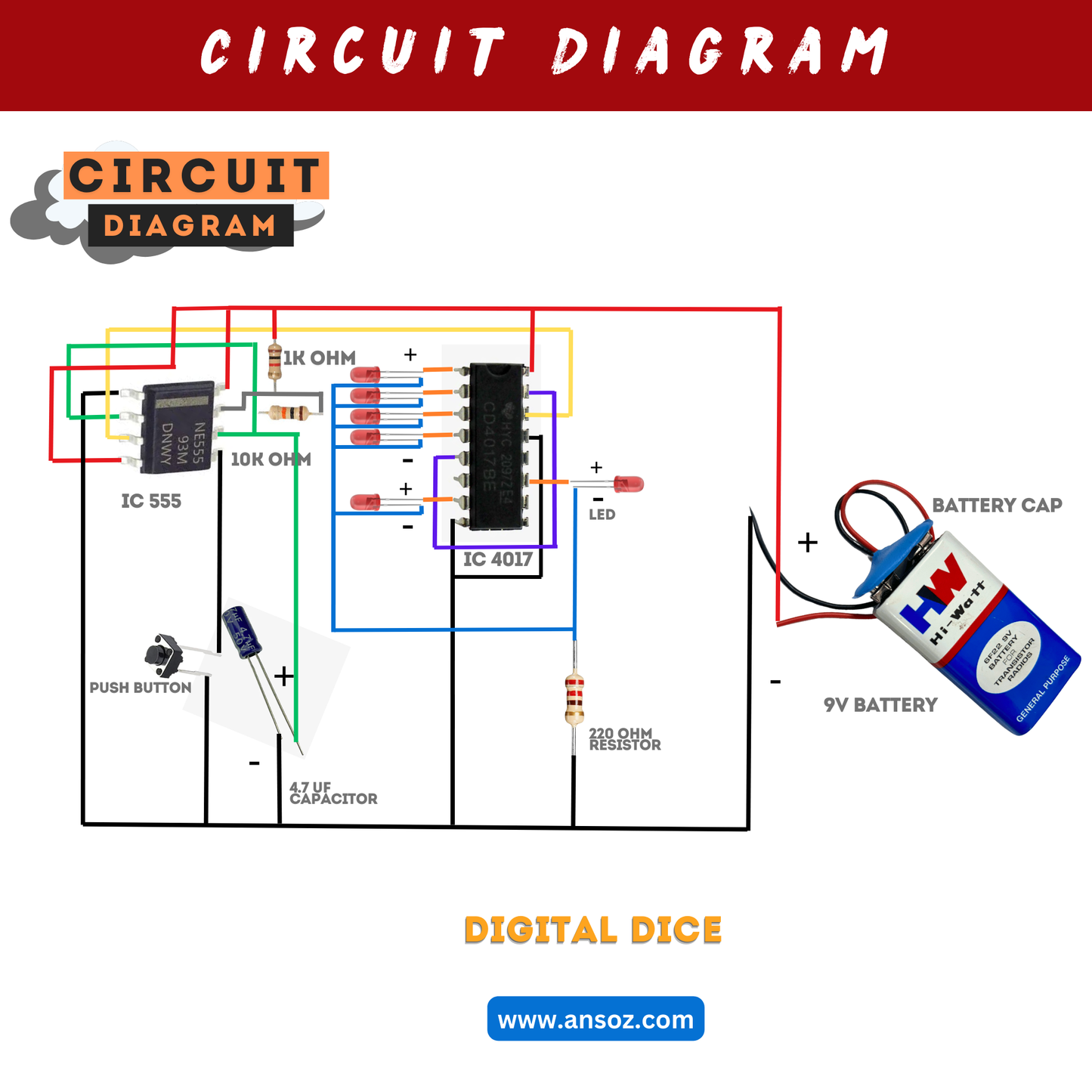 Digital Dice DIY Electronic Project Kit