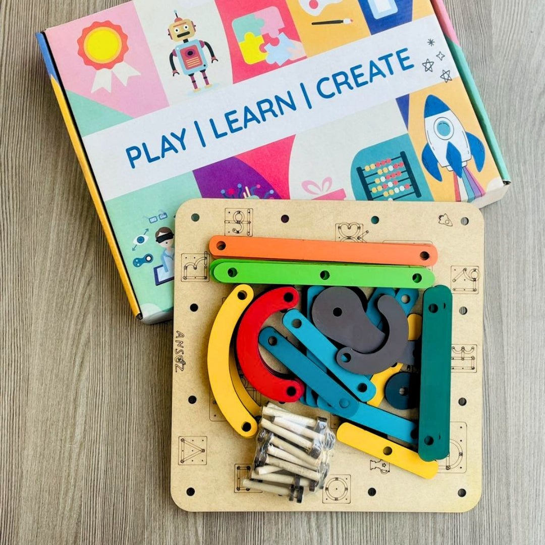 Alphanumeric, Hindi & Shape Construction Puzzle Activity Kit for Kids 3+