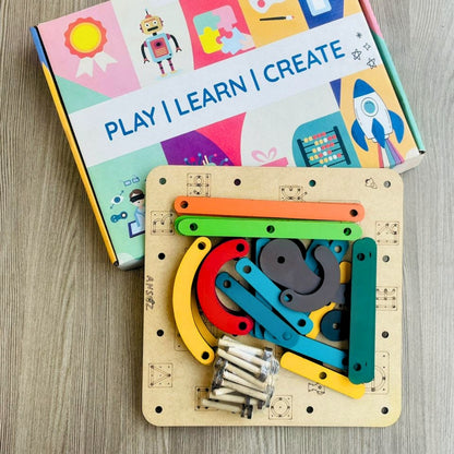 Alphanumeric, Hindi & Shape Construction Puzzle Activity Kit for Kids 3+