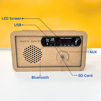 DIY Wooden FM Radio Kit with Bluetooth, Built-in Speaker, LED Display| Perfect for Science Project