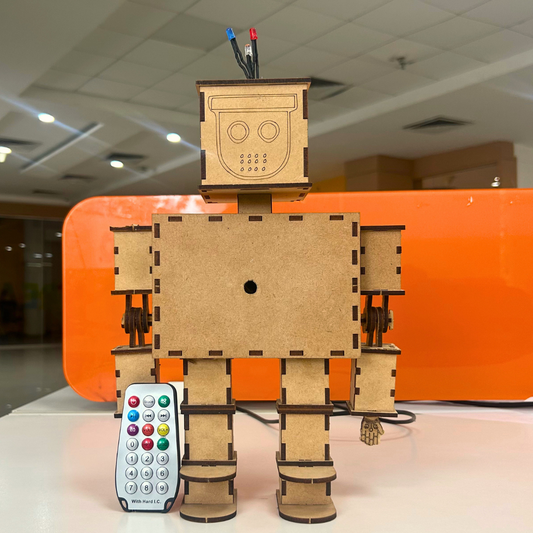  DIY robot electronics kit with ON-OFF switch, DIY wooden STEM robot model kit for kids students