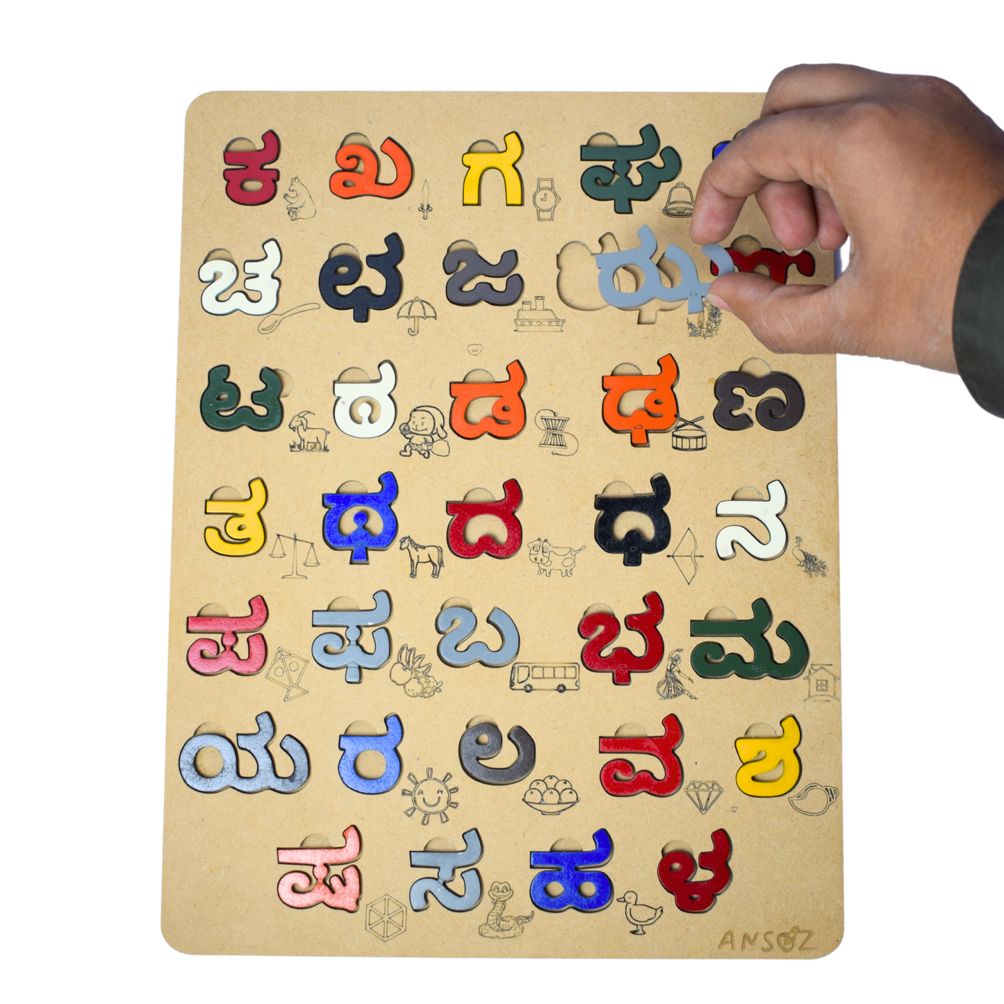 Kannada Alphabet Wooden Puzzle Board